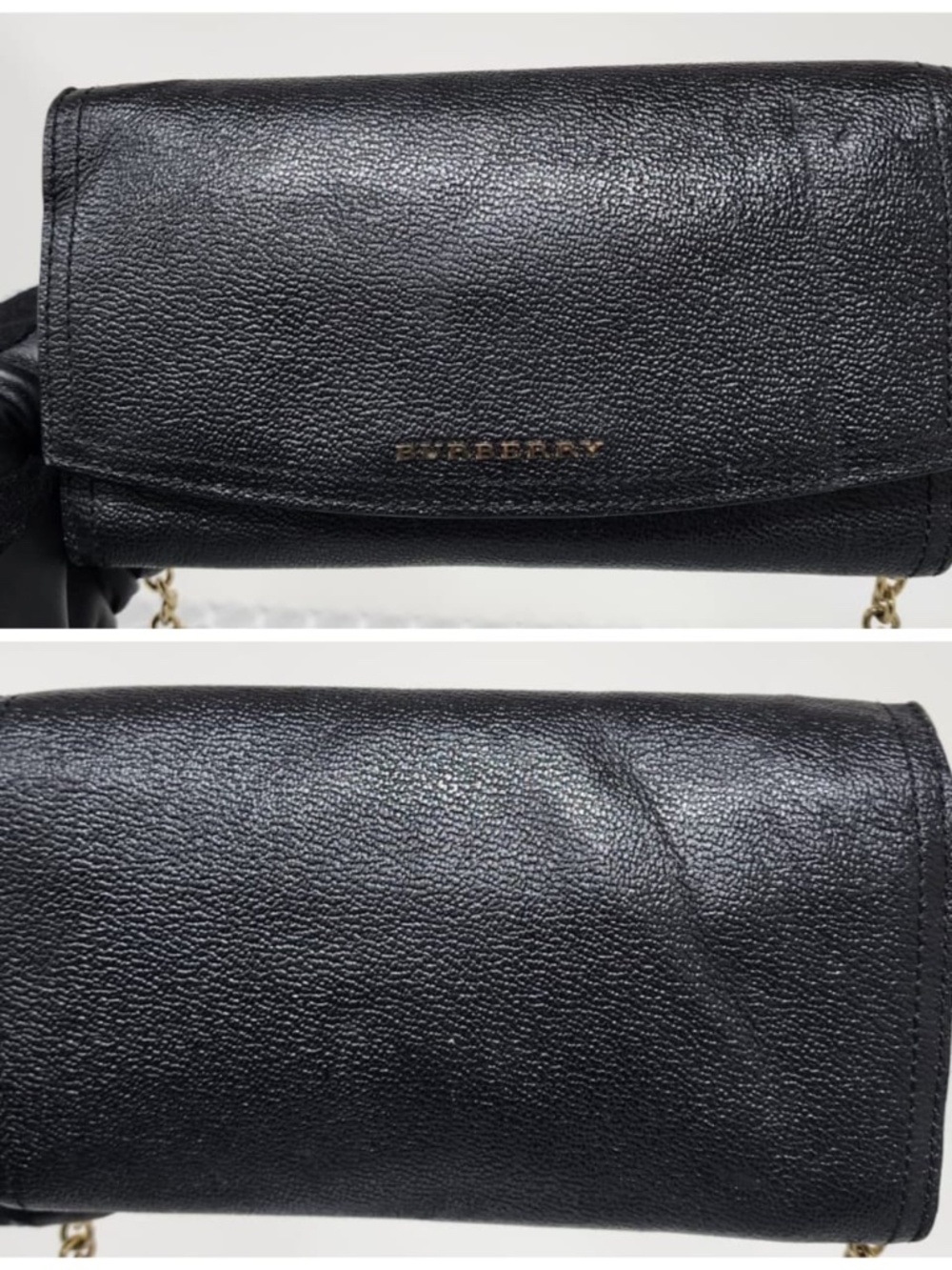 Authentic Burberry Black Soft Grain Leather Henley Wallet on Chain Bag - Picture 6 of 13